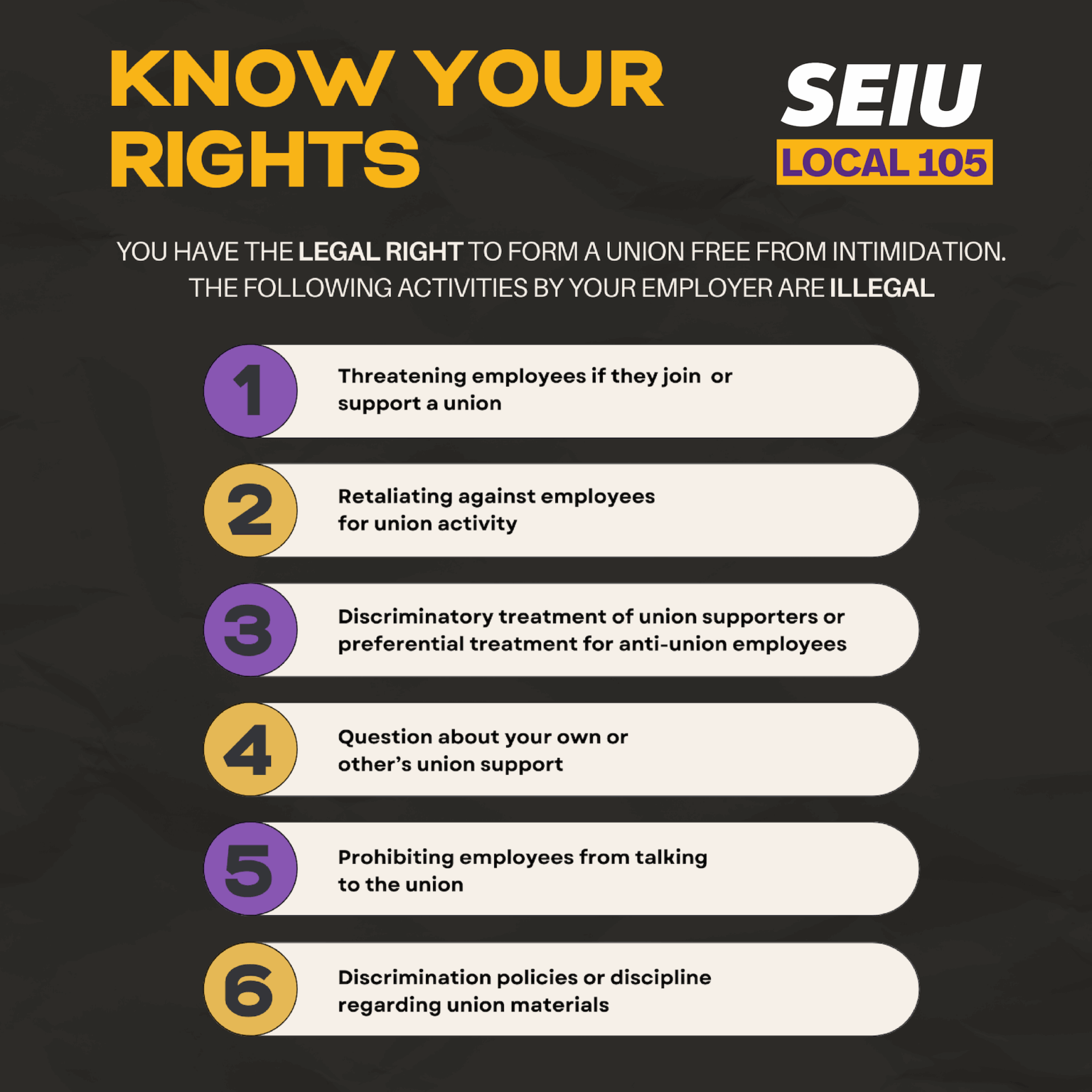 Example Know Your Rights Know Your Rights When Organizing - SEIU Local 105